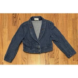 Cropped Denim Jacket Womens S/M Forever 21 XXI Grommet Blazer Y2K